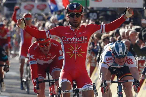 El francés Nacer Bouhanni, líder de Cofidis, es el corredor más destacado del equipo galo, segundo del UCI Europe Tour./KENZO TRIBOUILLARD/afp