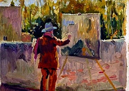 'Sorolla pintando en Granada' (1909). Óleo de Tomás Murillo ./
