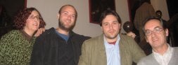 De izquierda a derecha, Trinidad Gan, Alejandro Pedregosa, Daniel Rodríguez Moya y Javier Bozalongo, cuatro poetas de Granada cuyos libros fueron recientemente galardonados. / IDEAL/