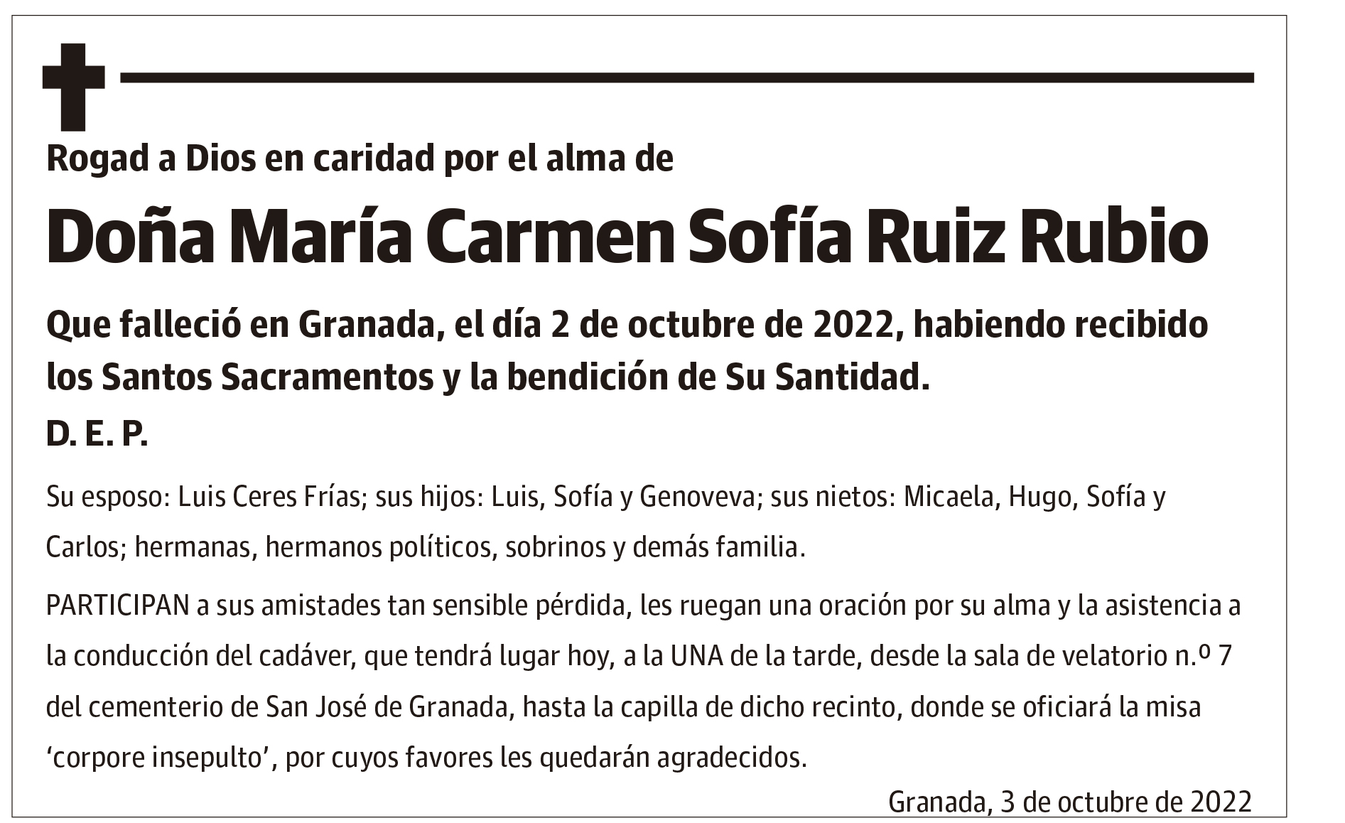 Doña María Carmen Sofía Ruiz Rubio