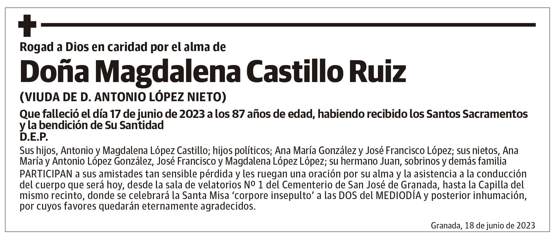 Doña Magdalena Castillo Ruiz