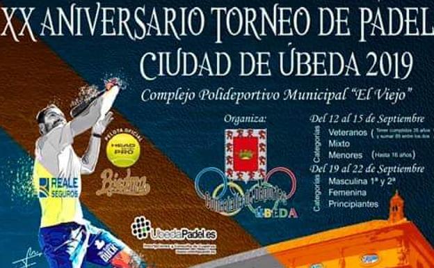 Abierto el plazo de inscripción del XX Torneo de Pádel 'Ciudad de Úbeda'