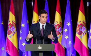 El presidente del Gobierno, Pedro Sánchez, interviene en el acto «Proteger el ideal de Europa»./efe