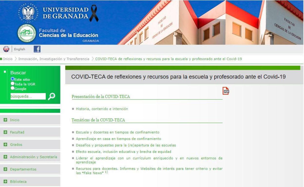 La Facultad De Educacion De La Ugr Pone En Marcha Una Covid Teca Con Recursos Didacticos Dirigidos A Profesores Ideal